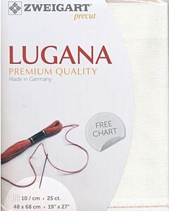 Borduurstof Lugana 25ct / 10 draadjes per cm van Zweigart  off white 101 afm 48x68 cm