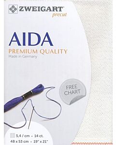 Zweigart borduurstof aida 14ct/5.4 kruisje van kl. wit met glitter 11  afm. 48x53cm