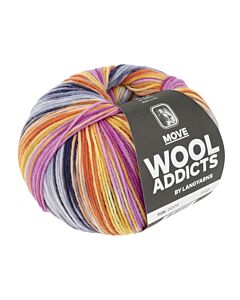 Lang Yarns Move Wool Addicts kl.9 4-draads sokkenwol (oranje/geel/paars/blauw)