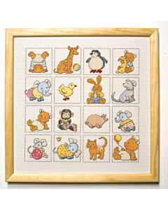 Permin borduurpakket geboortetegel happy friends 12-8453 telpatroon