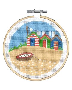 Borduurpakket strandhuisjes met bootje van Permin 13-1421 incl borduurring