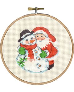 Permin borduurpakket Sneeuwpop en Kerstman 13-5287 telpatroon incl. borduurring