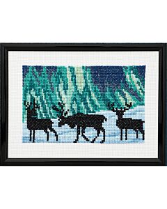 Permin borduurpakket rendieren in het noorderlicht 13-5398 telpatroon