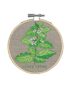 Borduurpakket Citroenmelisse kruidenplant om te borduren incl borduurring Permin 13-0354