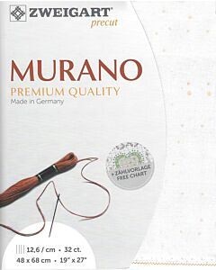 Borduurstof Murano 32counts/12.6 draadjes per cm wit met roze stippen 1319 van Zweigart