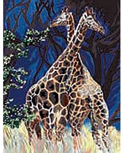 Voorbedrukt canvas/stramien Giraffen - Girafes au grand coeur om te borduren van Margot (Guy Marchi)