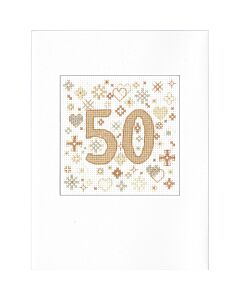 Heritage Crafts borduurpakket wenskaart jubileum 50 1376A telpatroon incl. passe-partoutkaart en envelop