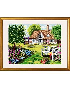 Borduurpakket engels huis van Eva Rosenstand 14-154  linnen