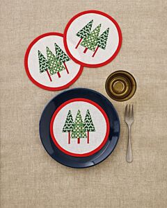Permin borduurpakket kerstbomen onderzetters 3st. 15-3202 telpatroon