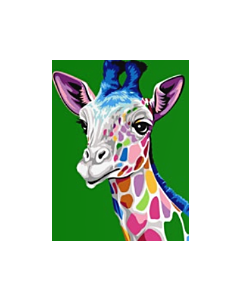 Voorbedrukt canvas/stramien kleurrijke giraffe om te borduren van Margot