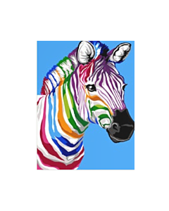 Voorbedrukt canvas/stramien kleurrijke zebra om te borduren van Margot