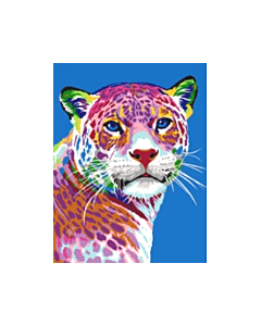 Voorbedrukt canvas/stramien kleurrijke jaguar om te borduren van Margot