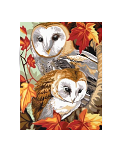 Voorbedrukt canvas/stramien uil met jong om te borduren van Margot