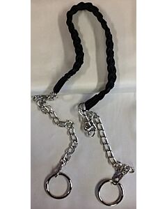 Tassenhengsels gevlochten leder look en ijzere zilver kleurige ringen, 122cm