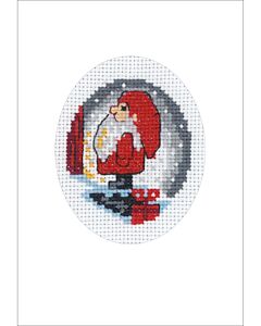 Permin borduurpakket wenskaart 'kerstman op de trap' 17-9285 telpatroon incl. passe-partout