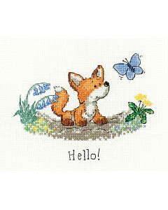 Heritage Crafts borduurpakket vosje met vlinder 1700A telpatroon