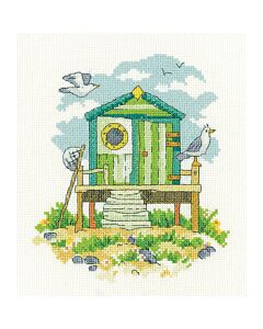 Heritage Crafts borduurpakket groen strandhuisje 1746A telpatroon