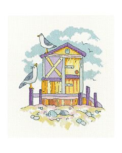 Heritage Crafts borduurpakket geel strandhuisje 1748A telpatroon