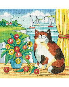 Heritage Crafts borduurpakket poes in het raamkozijn 1769A telpatroon