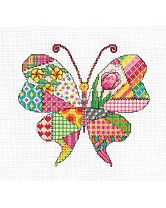 Heritage Crafts borduurpakket patchwork vlinder 1964A telpatroon