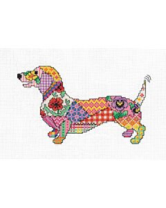 Heritage Crafts borduurpakket patchwork hond 1966A telpatroon