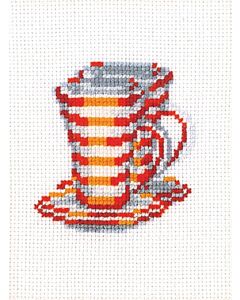 Borduurpakket Rode kop en schotels is een telpakket van vervaco