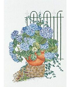 Thea Gouveneur borduurpakket blauwe hortensia 2035 aida telpatroon