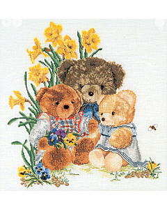 Thea Gouveneur borduurpakket Teddy bears 2048A telpatroon
