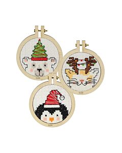 Borduurpakket 3 kersthangers merry christmas van Pako 205.063