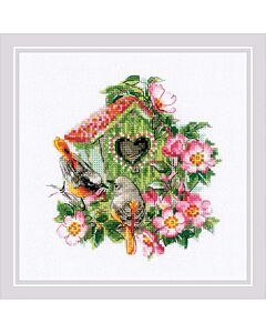 Riolis borduurpakket samen in het vogelhuis 2092 telpatroon