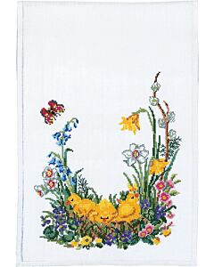 Eva Rosenstand borduurpakket tafelloper kuikens vieren de lente 23-281 telpatroon