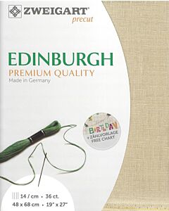 Linnen borduurstof Edinburgh 35counts kl 233 Antique Ivory afm. 48x68cm Zweigart