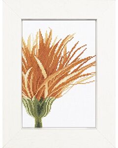 Borduurpakket oranje bloem van lanarte 35052 aida