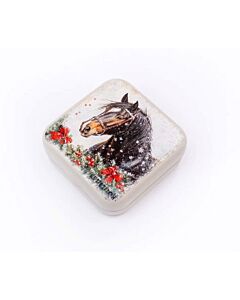 Letistitch metalen naaldendoosje paard in de sneeuw