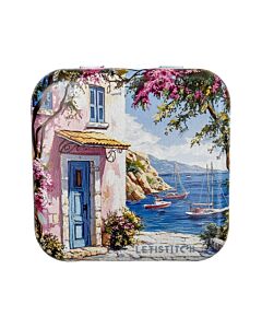 Letistitch metalen naaldendoosje huis aan de kust