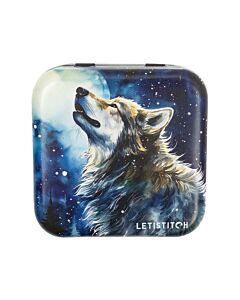 Letistitch metalen naaldendoosje wolf in het maanlicht