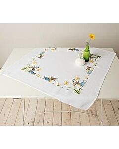Borduurpakket tafelkleedje paashazen voorbedrukt spansteek van Rico 