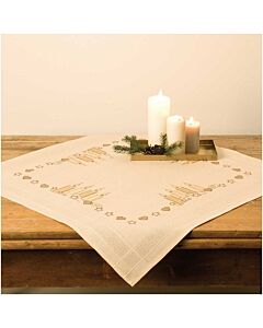 Borduurpakket voorbedrukt kerstkleedje kerstkaarsen 