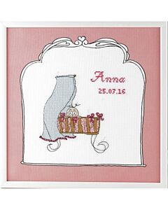  Borduurpakket Geboortetegel wieg: Anna van betje.com