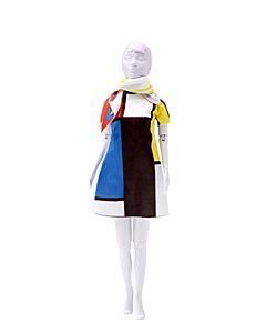 DressYourDoll Zelf Barbiekleren naaien Twiggy Mondriaan