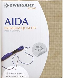 Zweigart borduurstof aida 14ct/5.4 kruisje van kl.marmer Bruin 3009 afm. 48x53cm