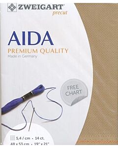 Borduurstof aida 14ct/5.4 kruisje van Zweigart kl.bruin