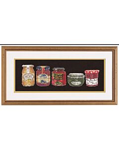 Thea Gouveneur borduurpakket jampotjes 3047.05 aida zwart telpatroon