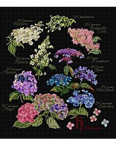 Thea Gouveneur borduurpakket 'Hortensia' 3067.05 telpatroon (ook verkrijgbaar op linnen (3067) & witte aida (3067A))