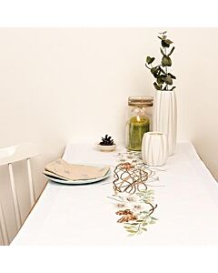 Rico Desing borduurpakket loper christrozenkrenz in platsteek 31207.52.18 borduren 45x100cm