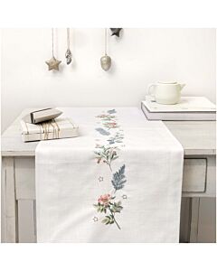 Borduurpakket voorbedrukte loper kerstgroen met bloemen in spansteek van Rico 31253.52.18