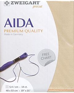 Borduurstof aida 14ct/5.4 kruisje van Zweigart kl.taupe 3021