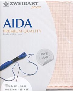Zweigart borduurstof aida 16ct/ 6.4kruisje roze 4110 afm. 48x53cm