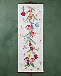 Permin borduurpakket adventskalender elfjes in de boom 34-6274 telpatroon