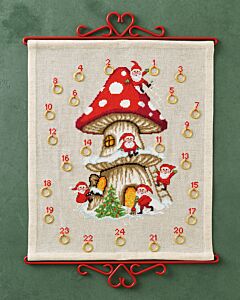 Permin borduurpakket adventskalender elfjes in de boom 34-6274 telpatroon